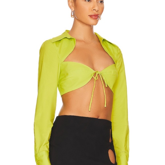 Nadia Crop Blouse in Acid Lime h:ours XS - Picture 3 of 3